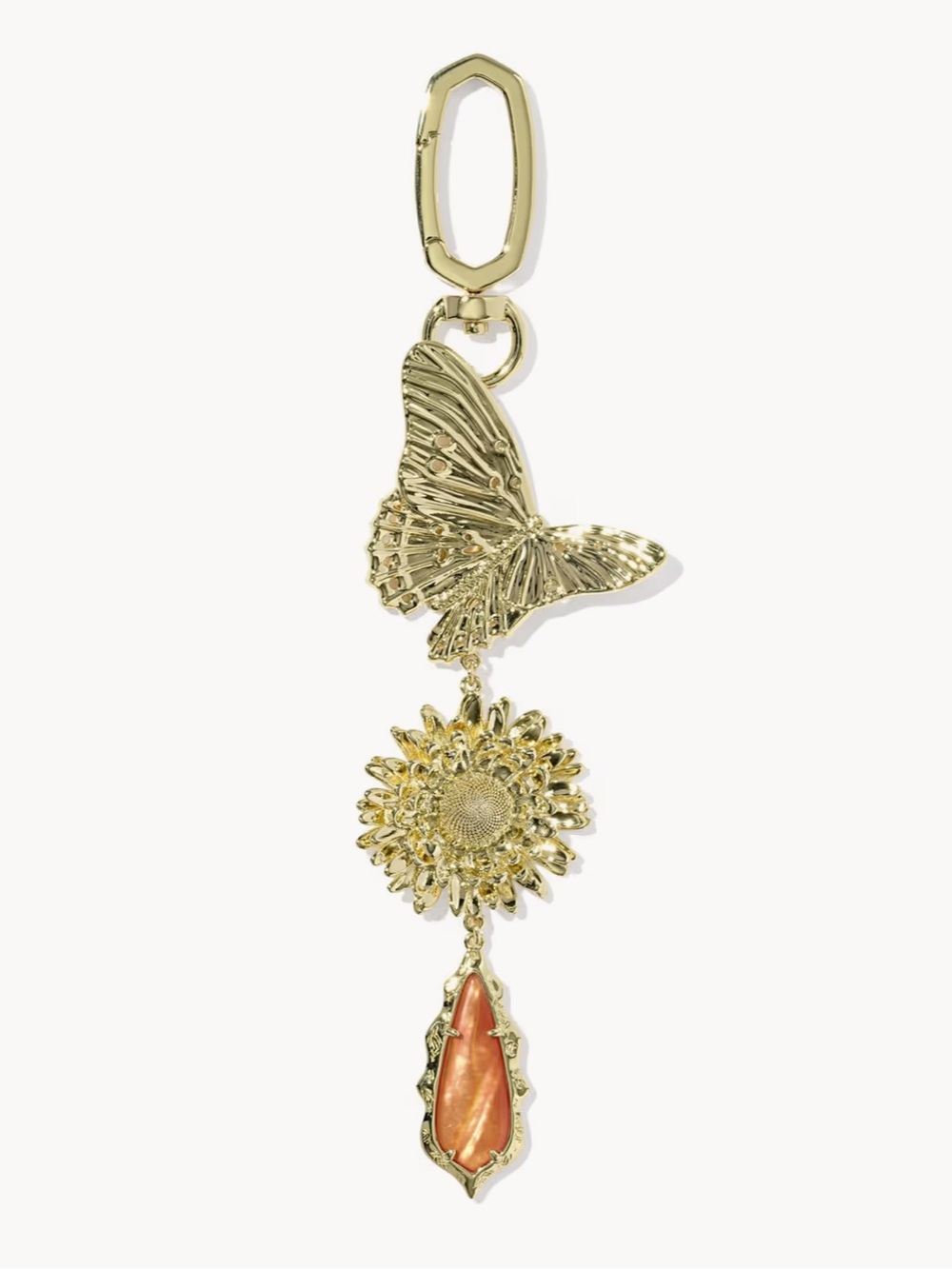 Kendra Scott Butterfly Gold and Orange Bag Charm